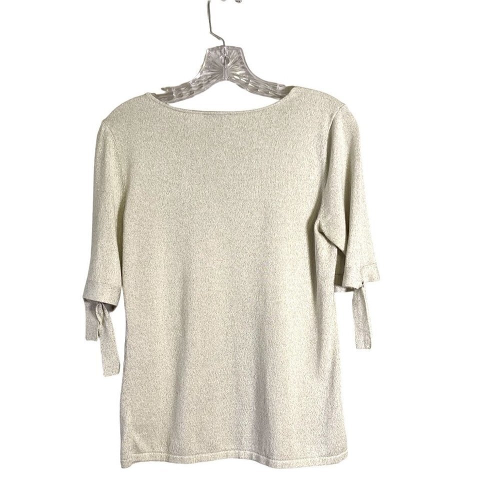WOMEN'S Talbots Gold Shimmer Sweather with Sleeve Ties Size XS - Picture 2 of 4